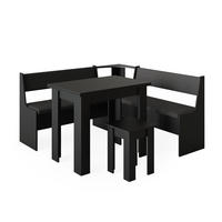 ECKBANKGRUPPE Roman Schwarz 150 x 41.5 cm mit Tisch - Schwarz/Sonoma Eiche, Holzwerkstoff (150/80/150cm) - Vicco