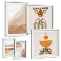 BILDER SET 5er Set - 50x50 cm & 20x30 cm & 40x60 cm Weißer Rahmen - Strukturen schattieren Minimalismus - Weiß, Kunststoff (40/60cm) - TULUP