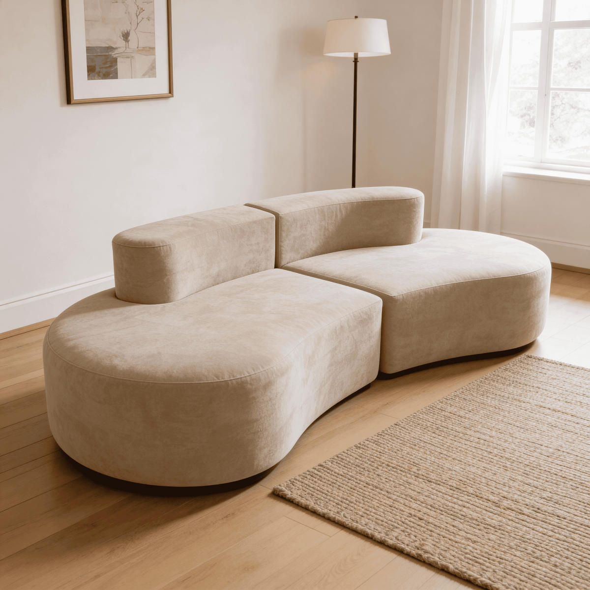 SOFA Lounge Sand 2-Sitzer - Beige, Textil (240/75/102cm) - COCO Living