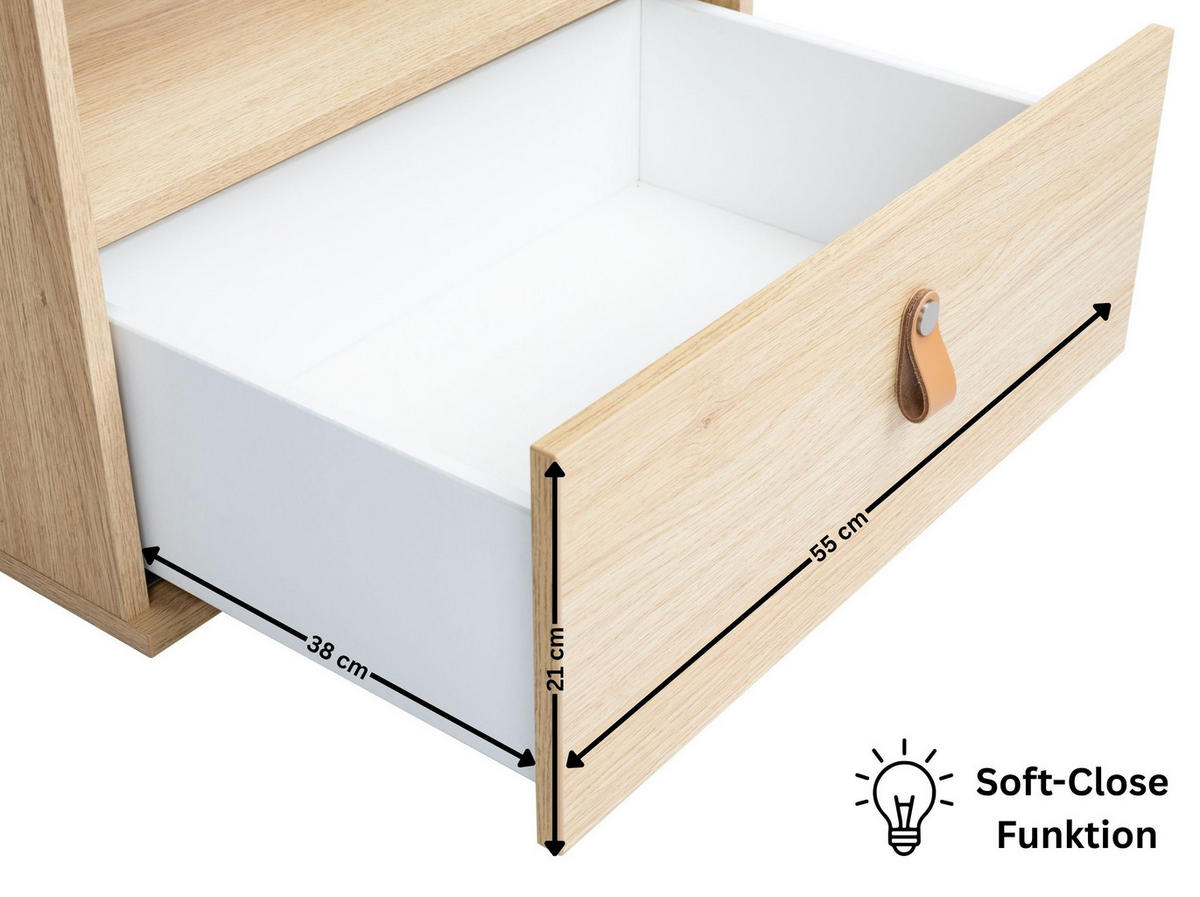 STANDREGAL Roofy Soft-Close 7 Fächer Salbei Nagano Oak - Salbeigrün/Eichefarben, Leder/Holzwerkstoff (56/200/42cm) - arthur berndt