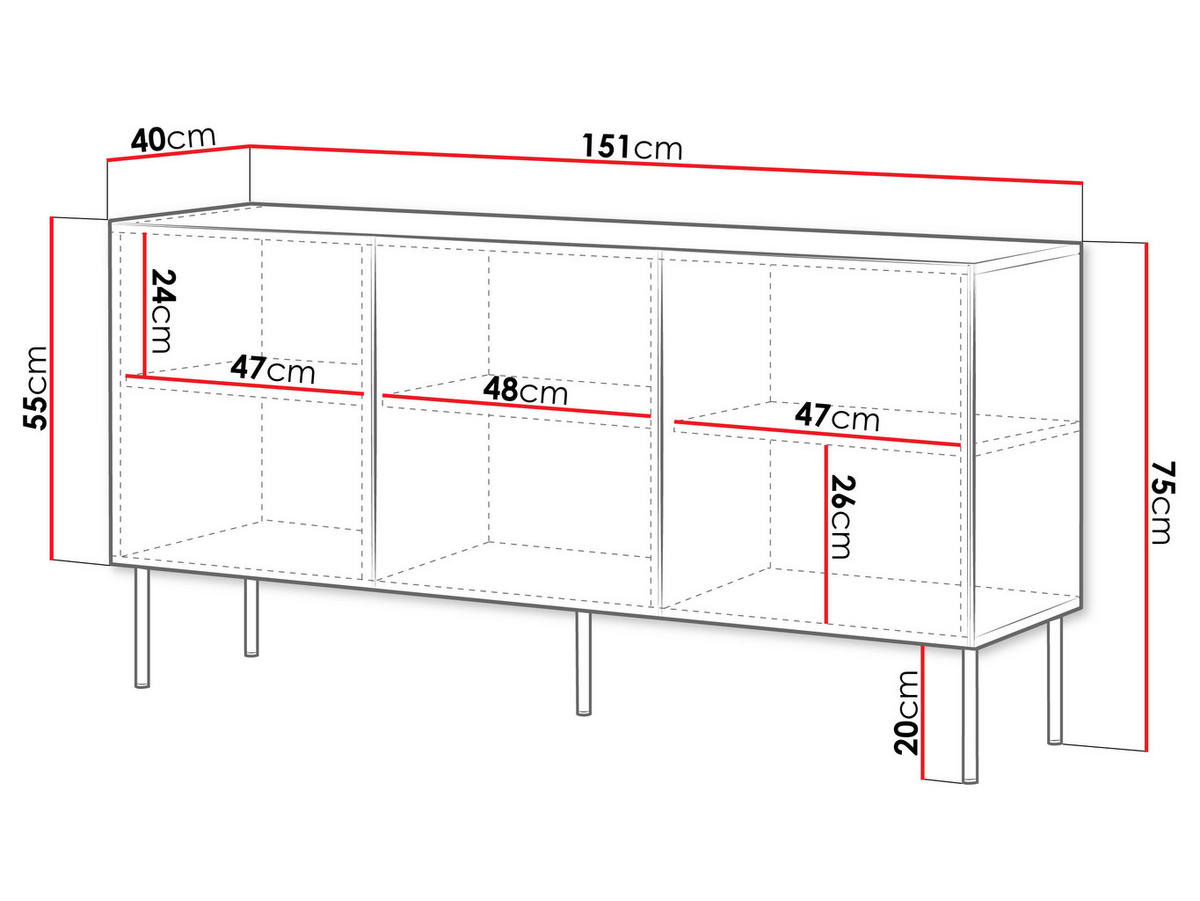 SIDEBOARD Palazzo Bis 150 3D - Schwarz, Holzwerkstoff/Kunststoff (151/75/40cm) - MIRJAN24