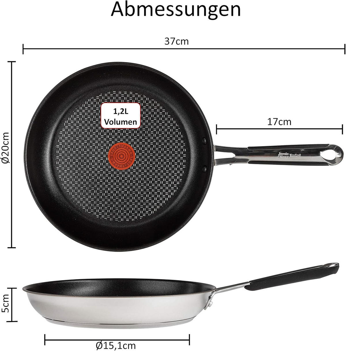 BRATPFANNE J90920 24 cm Silber Schwarz Induktion Antihaft - Silberfarben, Metall (43/24/5cm) - Tefal