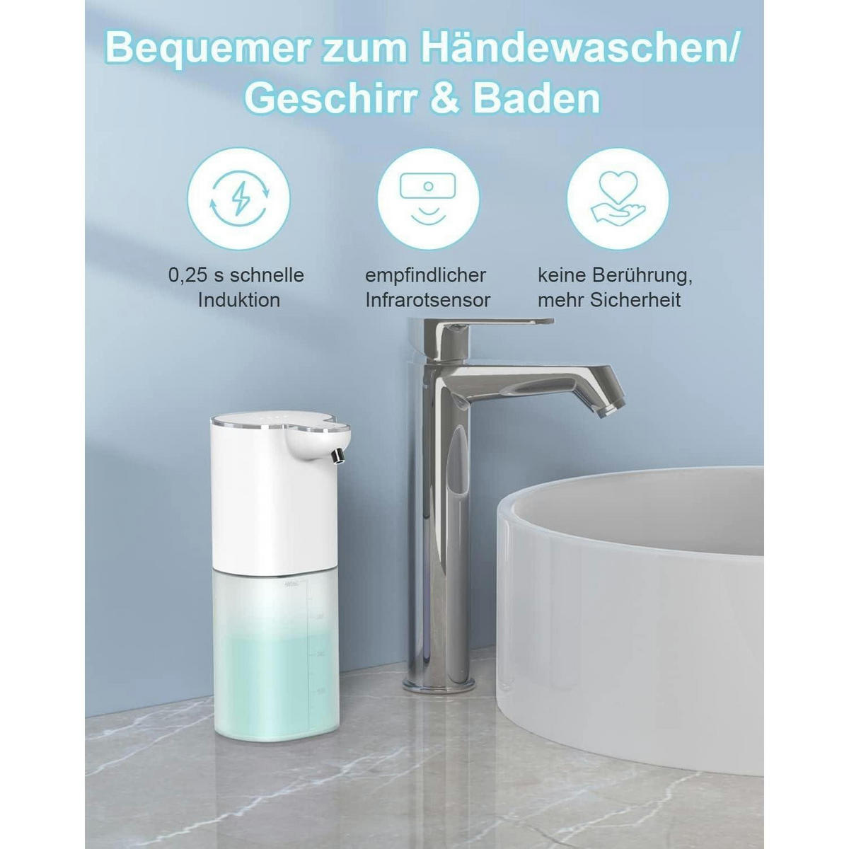 AUTOMATISCHER Seifenspender 400ml mit Wandbefestigung Weiß - Weiß, Kunststoff (7.8/17.5/7.8cm)