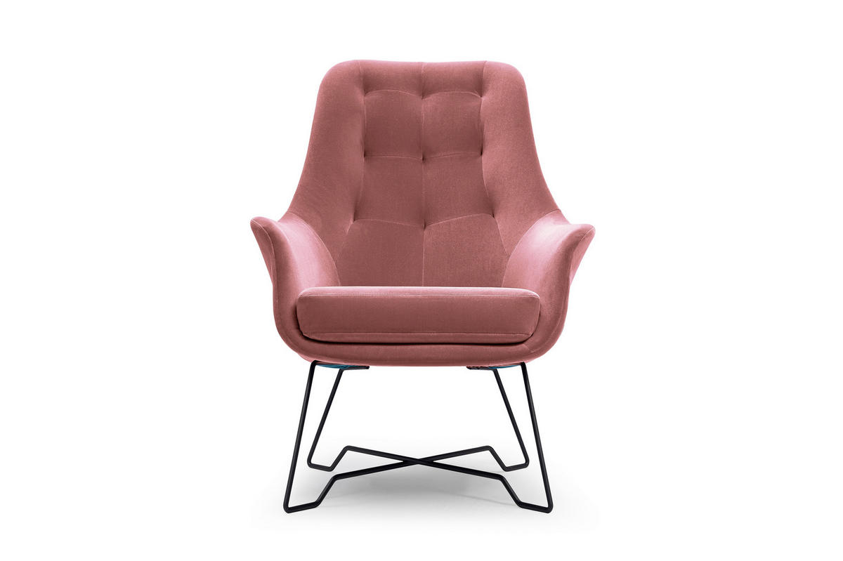 SESSEL SEDUTA, Modern Polstersessel Loungesessel, Velours-Stoff Rosa - Rosa, Holz/Metall (72.5/101.5/83cm) - MASSENO