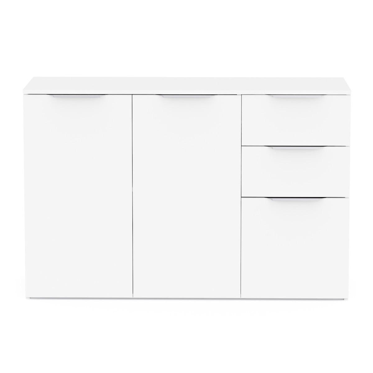 SIDEBOARD mit 3 Türen und 2 Schubladen, mattweiß 119,5/37,3/78,4 cm - Weiß, Holzwerkstoff (37.3/78.4/127cm) - Calicosy