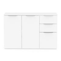 SIDEBOARD mit 3 Türen und 2 Schubladen, mattweiß 119,5/37,3/78,4 cm - Weiß, Holzwerkstoff (37.3/78.4/127cm) - Calicosy