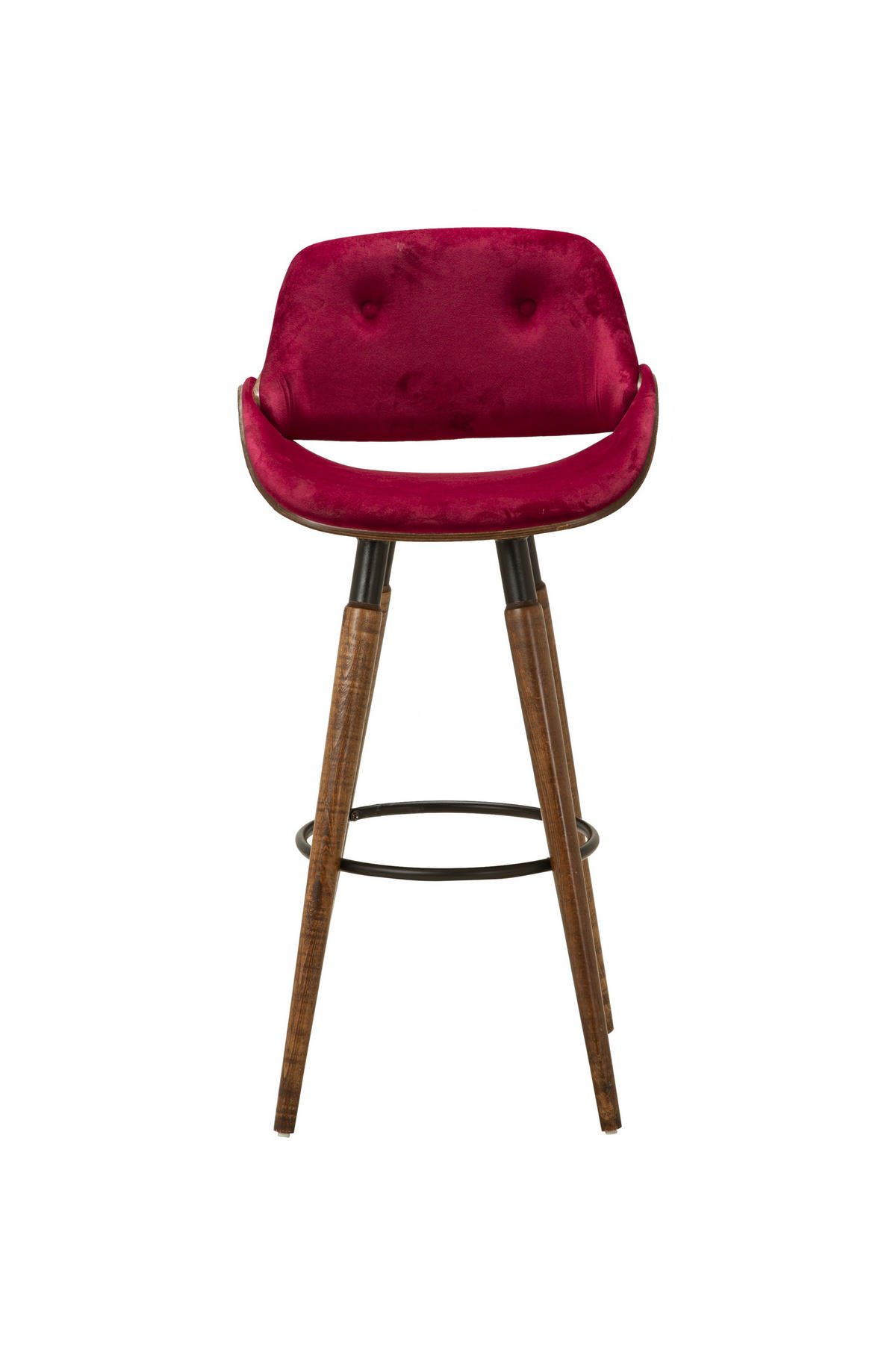 BARHOCKER CARDIFF mit Samtbezug und Holzbeinen - Blau/Rot, Holz/Textil (41.5/100/41.5cm) - Stuhlmann