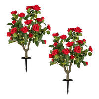 KÜNSTLICHE ROSEN mit Erdspieß rot(2er-Set) - Rot, Kunststoff (80cm) - COSTWAY