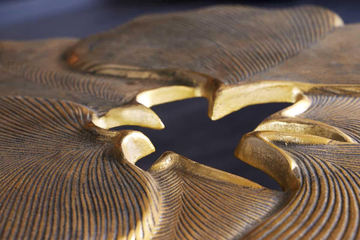 COUCHTISCH GINKGO rechteckig Gold 95cm - Beige/Goldfarben, Metall (90/95/47cm) - riess-ambiente
