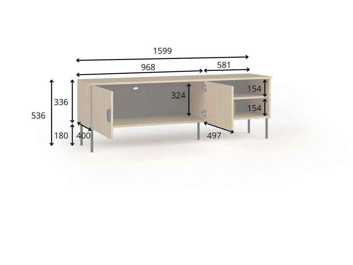 TV-SCHRANK Graphitschwarz 160/54/40 - Graphitfarben, Holzwerkstoff (160/54/40cm) - RAUMHIRSCH FURNITURE