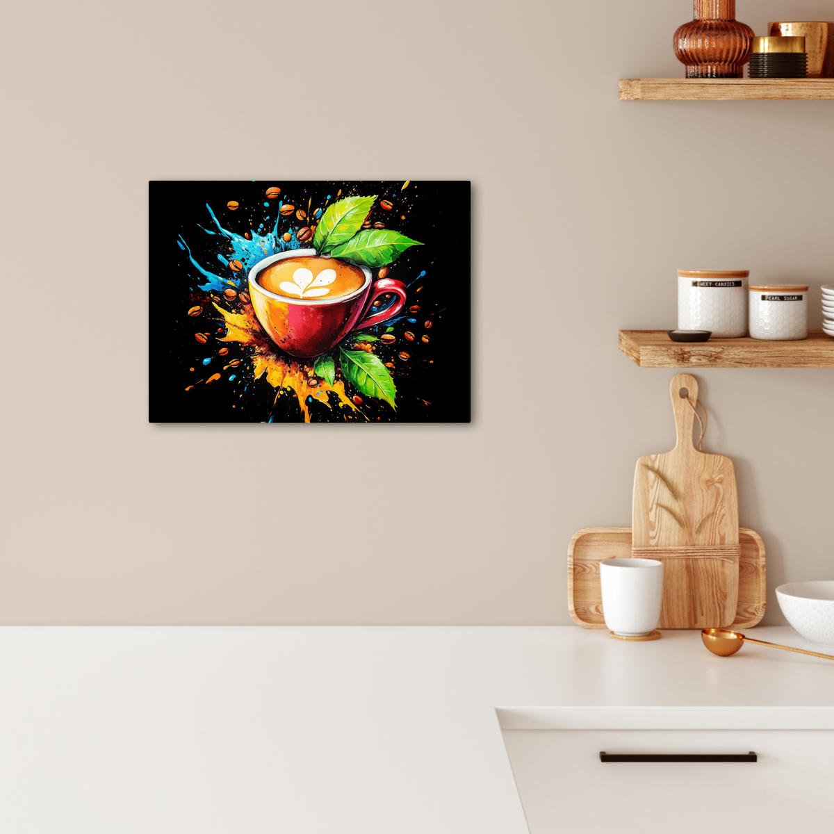 LEINWANDBILD Kaffee - Graffiti - Trinken - Abstrakt 40x30 cm - Mokka, Textil (40/30cm) - MuchoWow