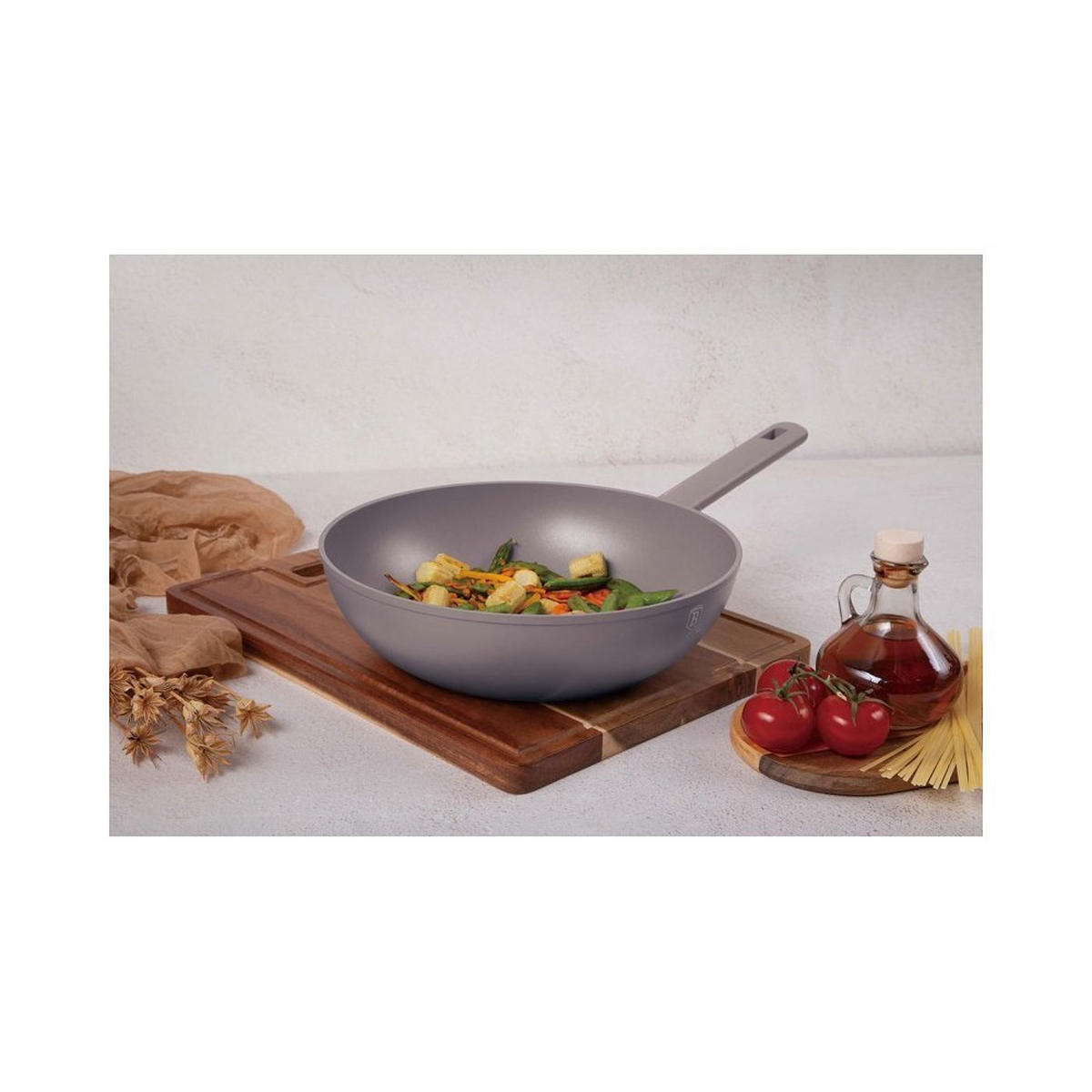 WOK Grau 28/28/7.4 cm BH8093 - Grau, Metall (28cm) - Berlinger Haus