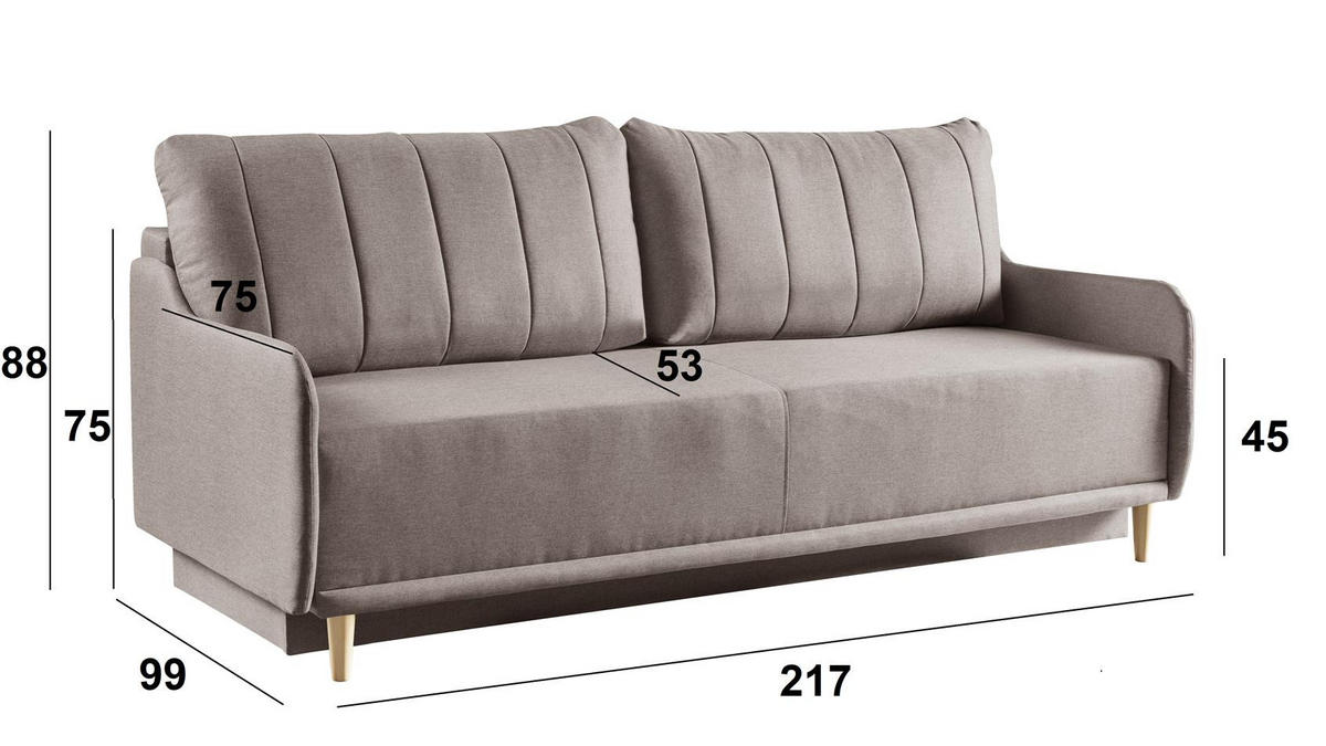 SCHLAFSCHLAFSOFA Moris, Braun - Braun, Textil (217/88/99cm) - Bettso