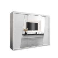 SCHWEBETÜRENSCHRANK 200/250/62 3-türig - Silberfarben/Weiß, Holz/Kunststoff (250/200/62cm) - Abiks Möbel