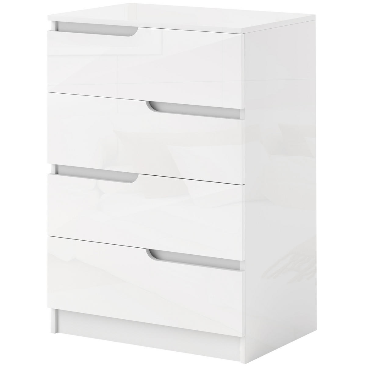 KOMMODE DE-09052 4 Schubladen, modern, mit Kippschutz Weiß - Weiß Hochglanz, Holzwerkstoff (60/85/40cm) - ComfortXL