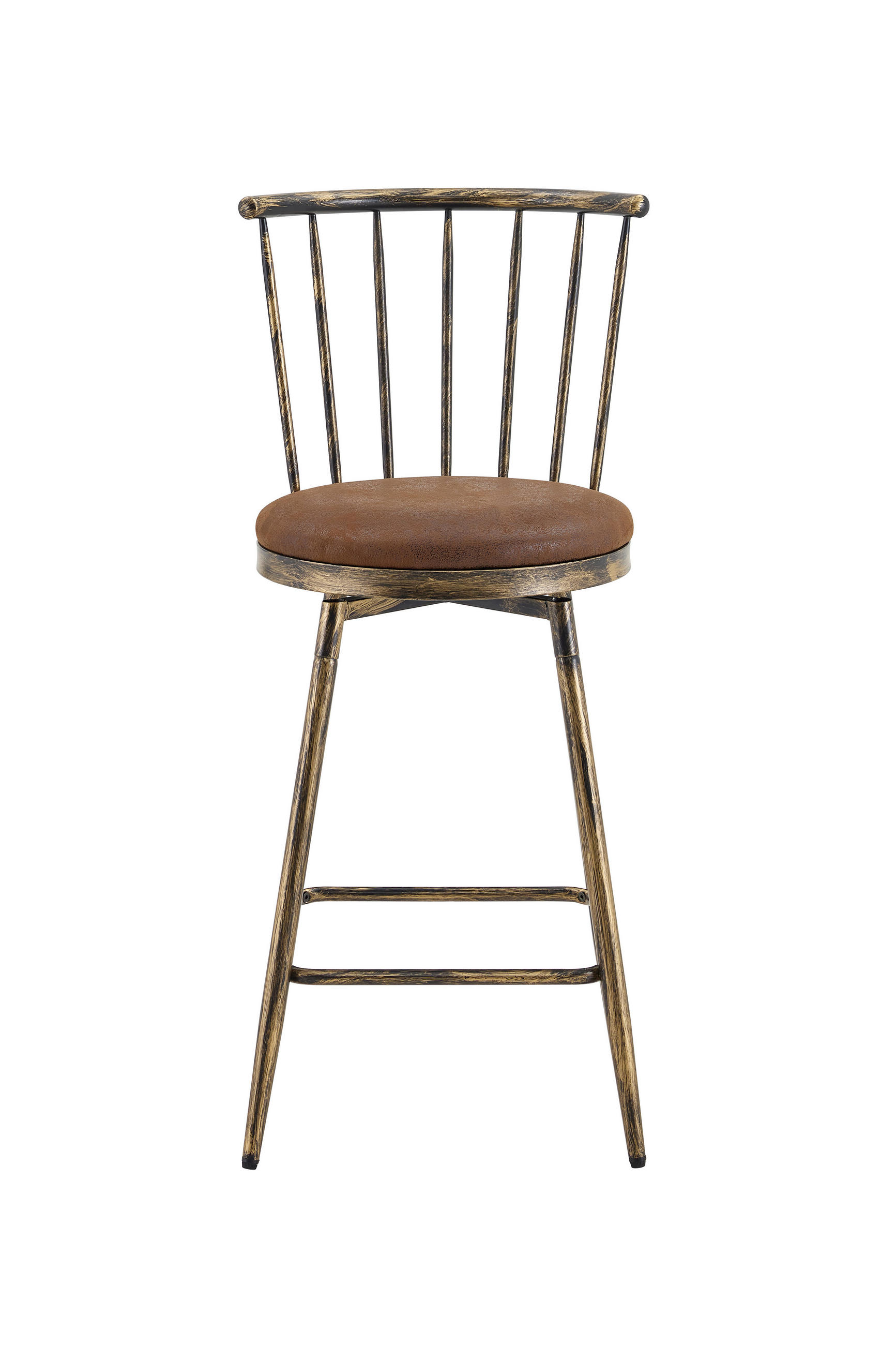 BARHOCKER 2er-Set Braun mit Rückenlehne und PU-Leder - Braun, Leder (39/96/39cm) - PANGIVO