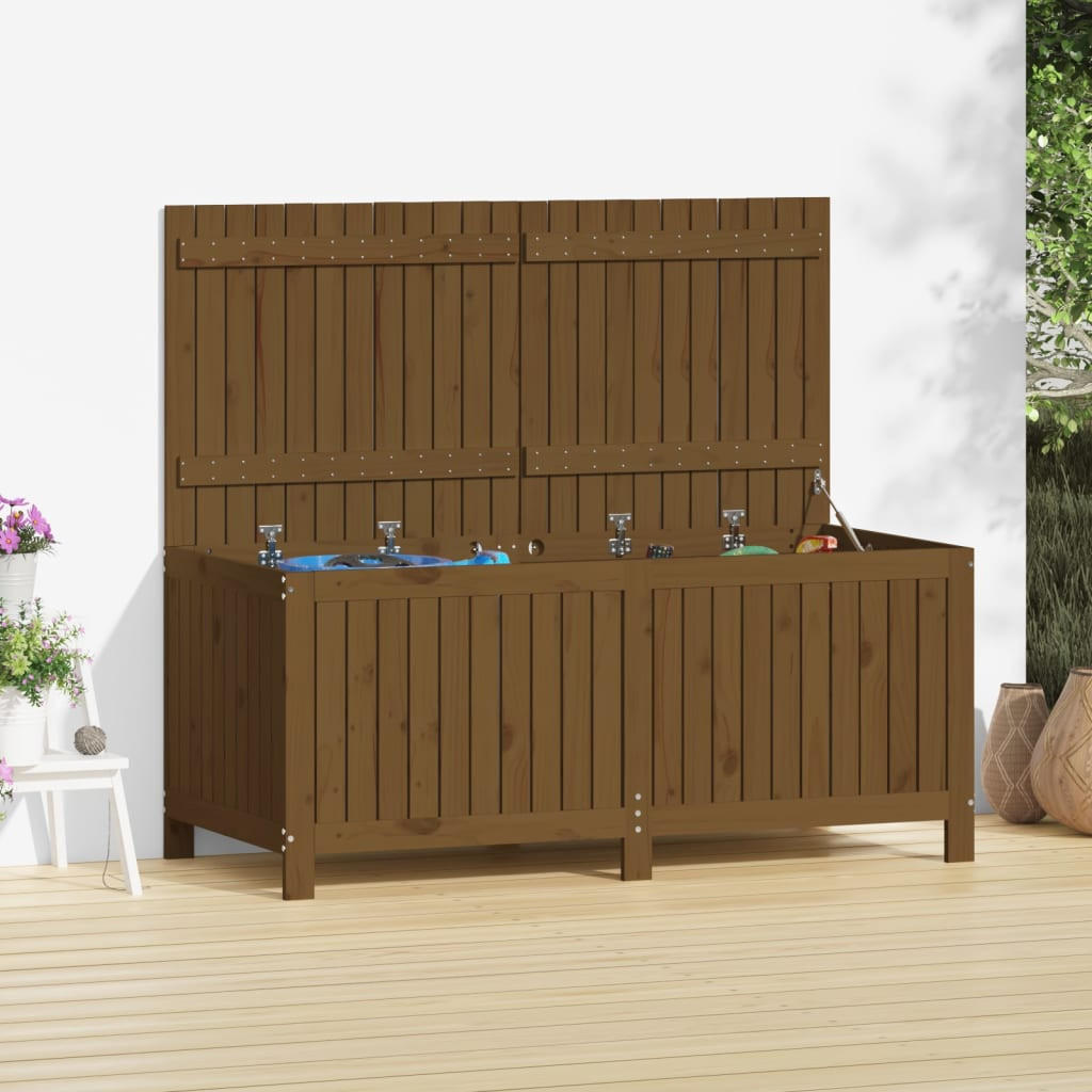 GARTENTRUHE Honigbraun 147x68x64 cm Massivholz Kiefer - Braun, Holz (147/64/68cm) - furnicato