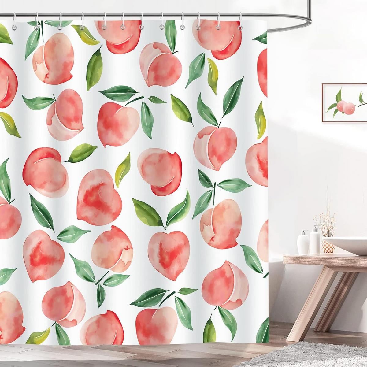 DUSCHVORHANG Rosa Polyester schimmelresistent wasserdicht waschbar Badezimmer mit Haken - Multicolor, Textil (180/180cm) - MCBOSON