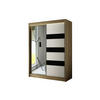 KLEIDERSCHRANK mit LED, Spiegel und Schiebetüre LOSTE - 200 cm Sonoma|Schwarz - Schwarz/Sonoma Eiche, Holzwerkstoff (200/215/61cm) - ALTDECOR