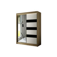KLEIDERSCHRANK mit Spiegel und Schiebetüren LOSTE - 150 cm Sonoma|Schwarz - Schwarz/Sonoma Eiche, Holzwerkstoff (150/215/61cm) - ALTDECOR