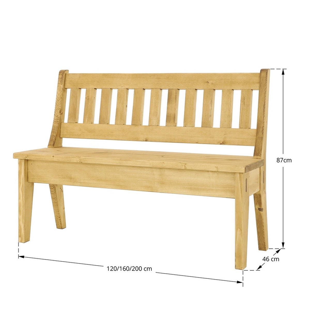 SITZBANK aus Massivholz MEXICANA - Honig, Holz (200/87/46cm) - Seart