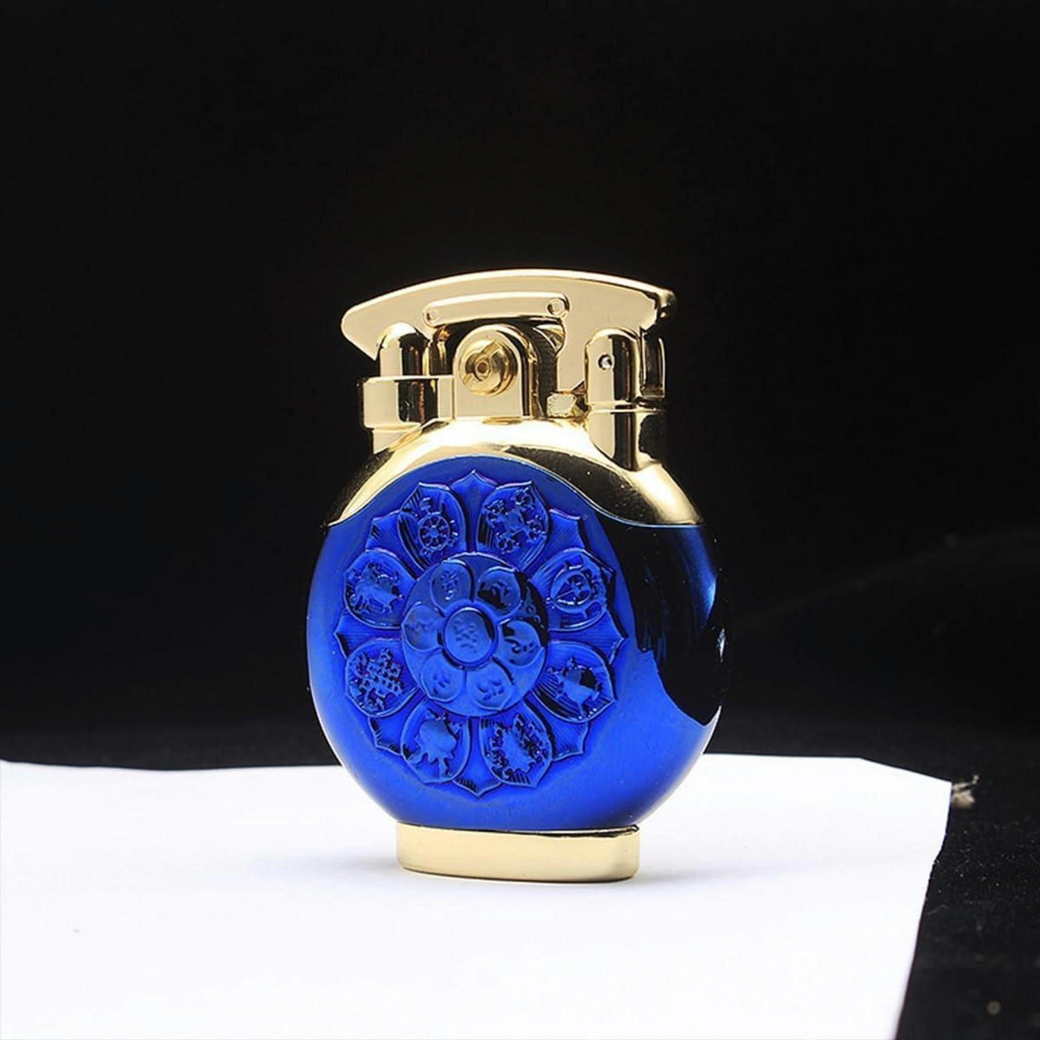 FEUERZEUG Vintage Blau Winddicht Rotierende Zündung - Multicolor, Metall (4/1.2/7cm)