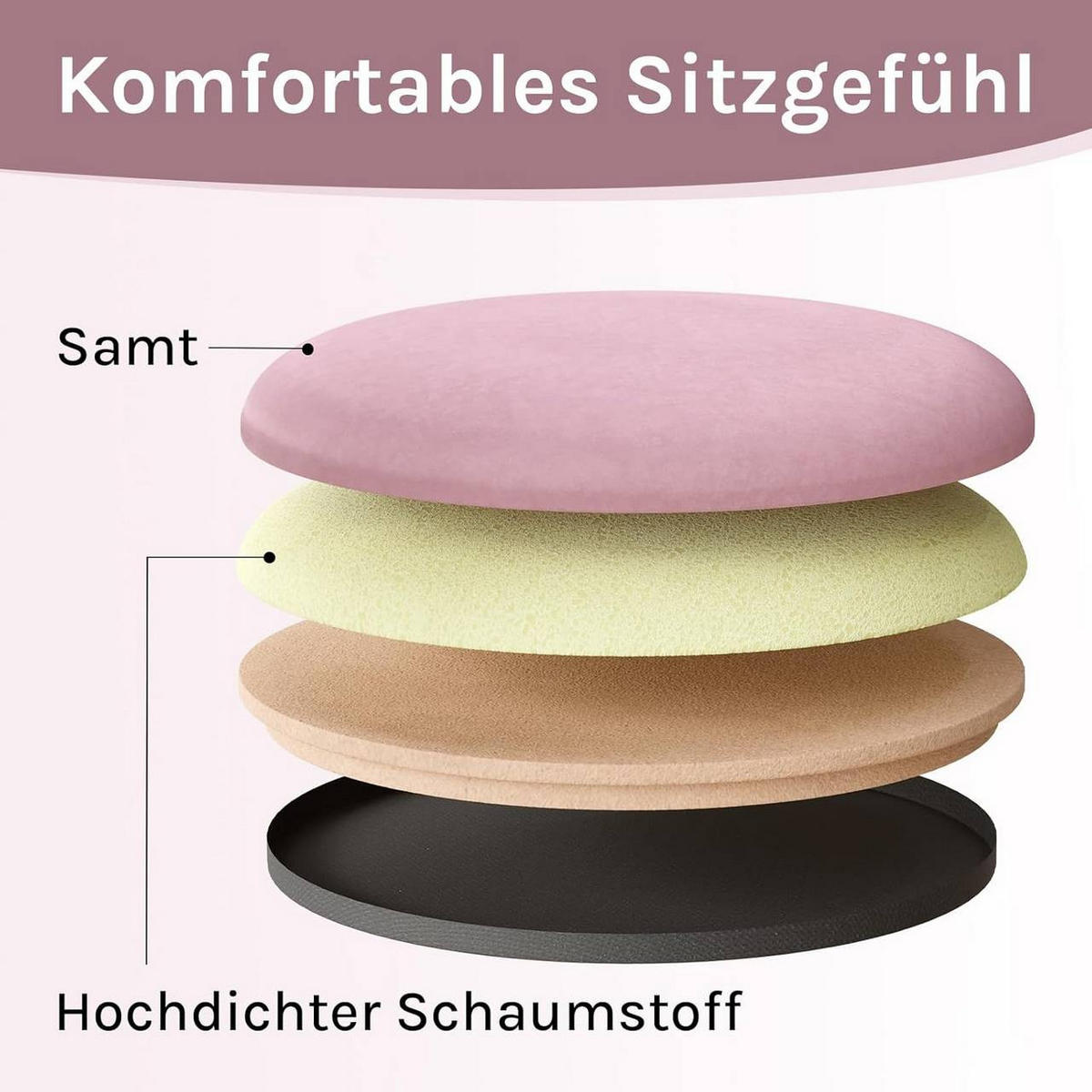 SITZHOCKER mit Stauraum, φ31,5xH37,5 cm, Rosa - Goldfarben/Rosa, Holzwerkstoff/Kunststoff (31.5/37.5/31.5cm) - Woltu