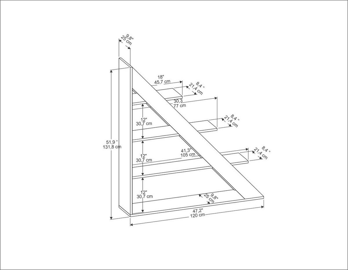 BÜCHERREGAL Pisagor Weiss Marmor - Weiß, Holzwerkstoff (25/60/120cm) - Decorotika