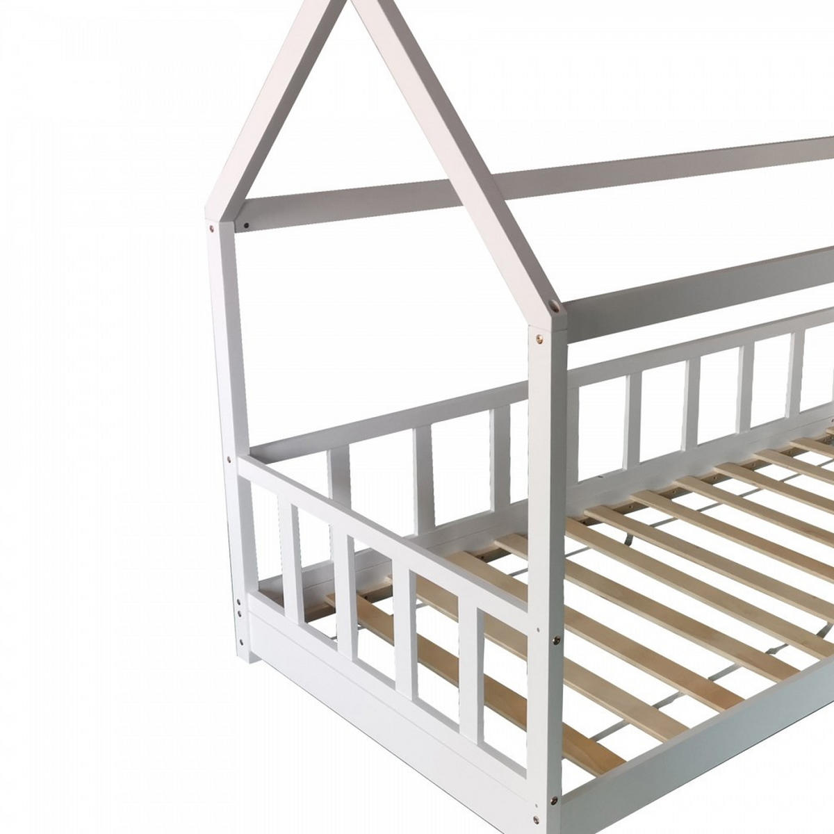 HAUSBETT KIWI mit Lattenrost / Hausbett 90x200 - Weiß - Weiß, Holz (90/200cm) - Weber Industries
