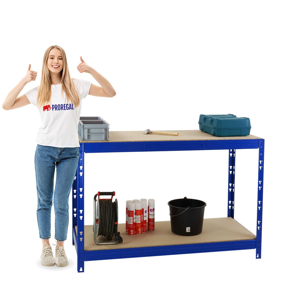 WERKBANK Tiger 300 kg pro Fachboden 90x140x60 cm Blau - Blau, Metall (140/90/60cm) - PROREGAL