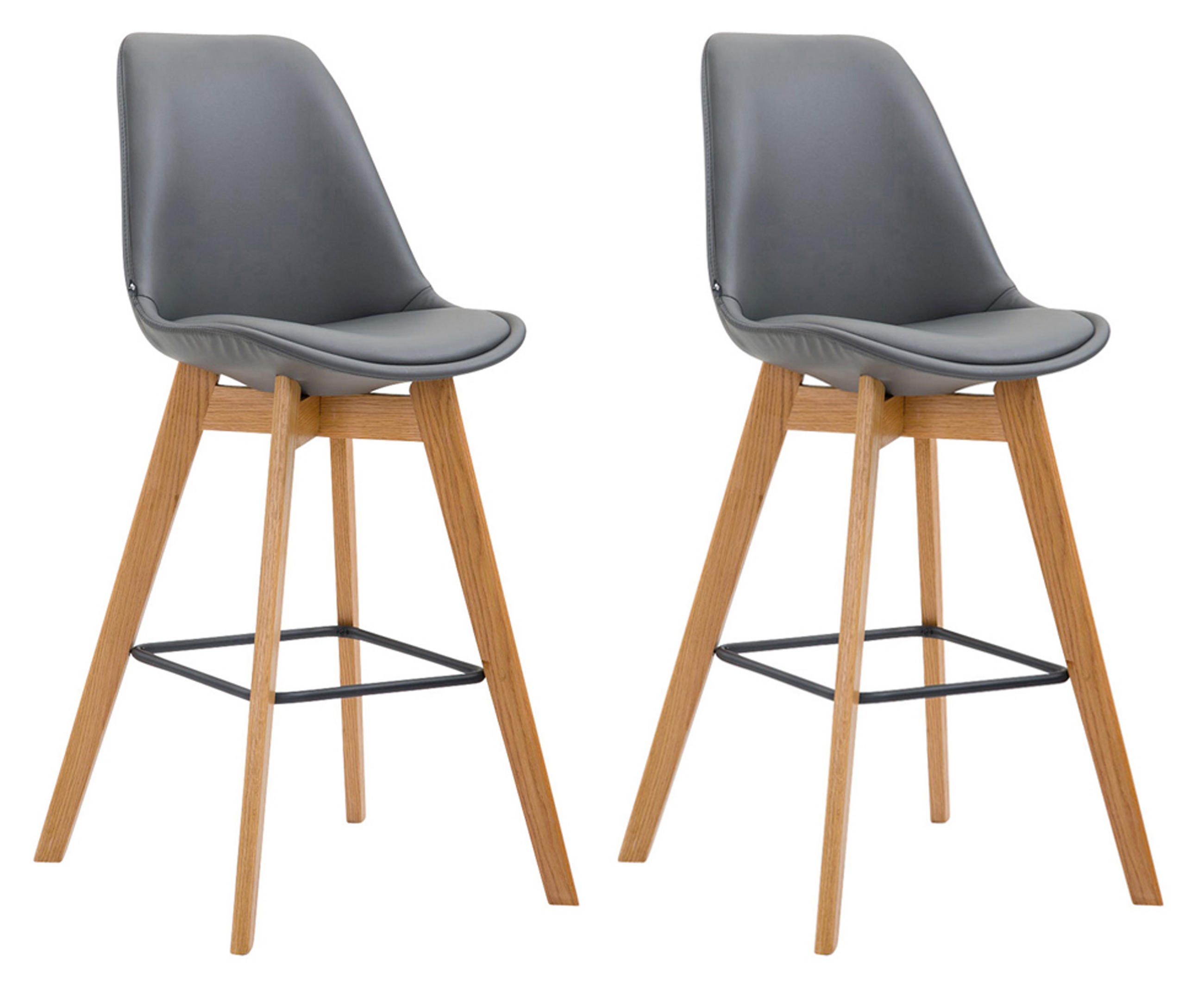 BARHOCKER 2er Set Meta Kunstleder natura grau - Grau, Holz/Kunststoff (48/112/56cm) - TPFLiving