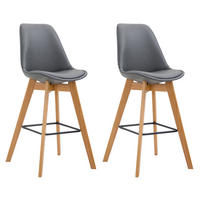 BARHOCKER 2er Set Meta Kunstleder natura grau - Grau, Holz/Kunststoff (48/112/56cm) - TPFLiving