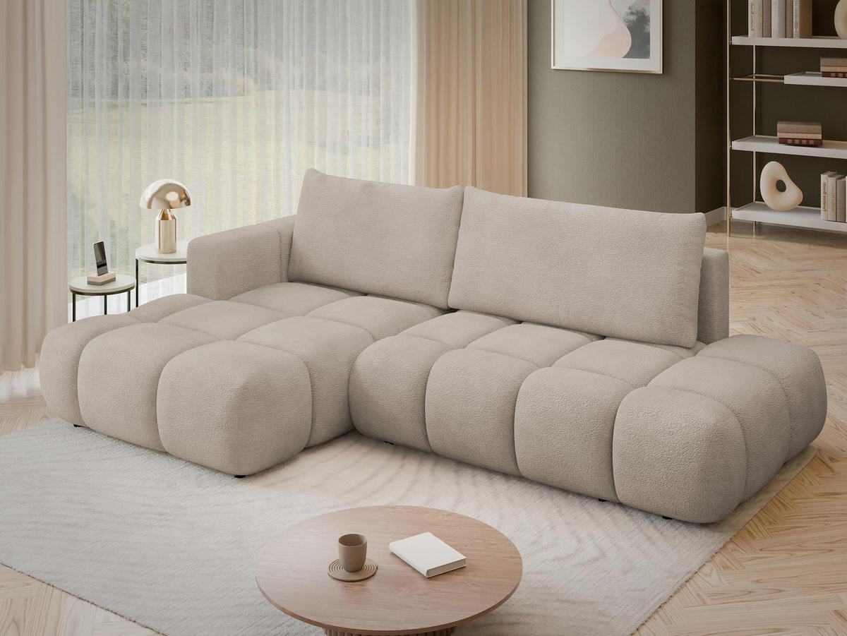 ECKSOFA Soffi, Seite: Links - Beige/Schwarz, Holz/Kunststoff (283/166cm) - MIRJAN24