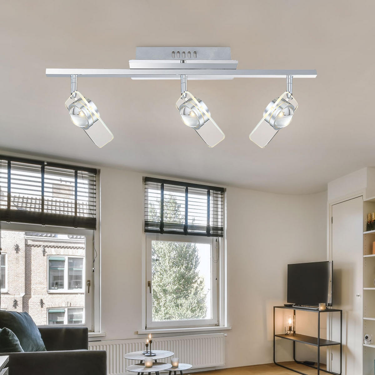 LED DECKENLEUCHTE SVEN Chrom Silber - Silberfarben, Glas (65/13/18cm) - Globo Lighting