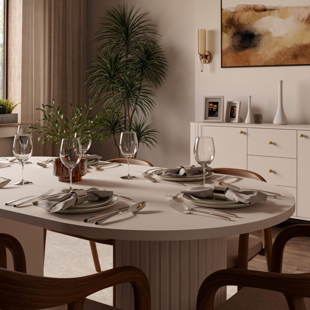 ESSTISCH BOLLA Ausziehbar 100 - 188 / 100 x 75 cm - Beige, Holz (100/100/75cm) - MASSENO