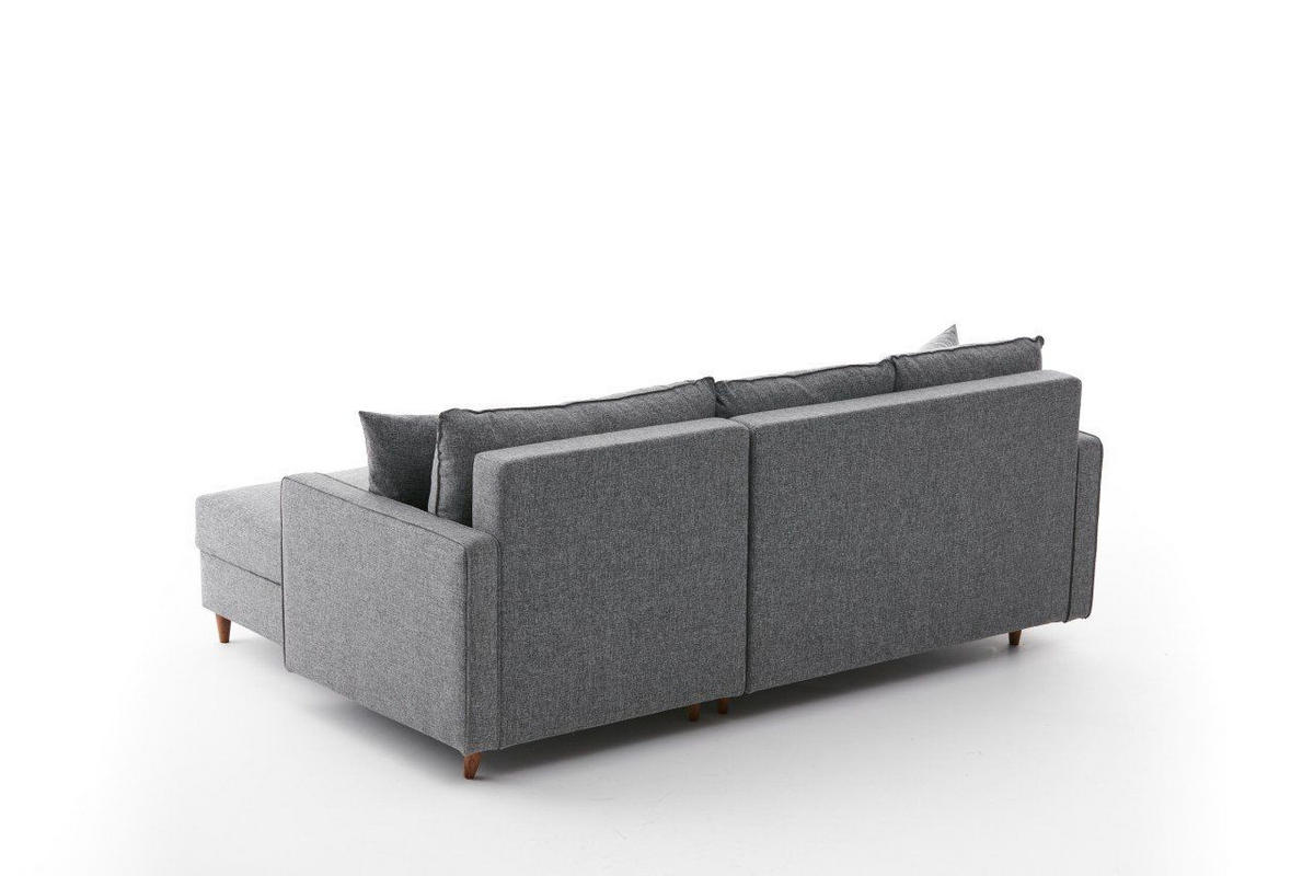ECKSOFA mit Hocker, Schlaffläche - Walnussfarben/Braun, Holz/Kunststoff (155/210cm) - myHomelando