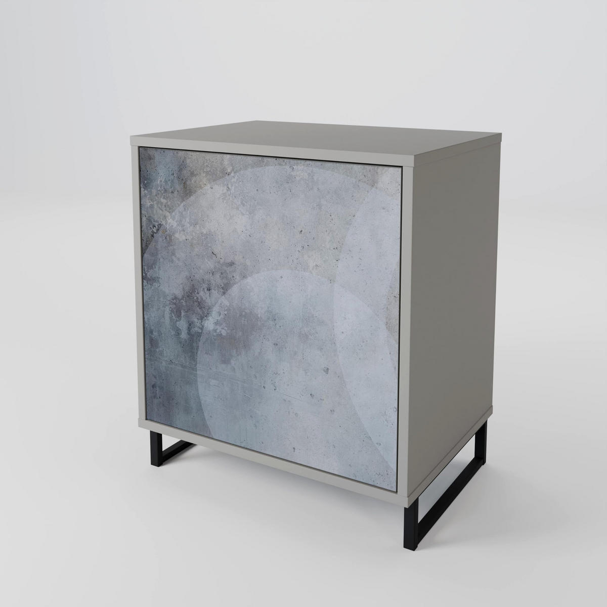 SIDEBOARD MUTED ARC, Grau, 57,5x42x70,5 cm, Schwarze Metall-Sternfüße - Multicolor/Schwarz, Holzwerkstoff/Metall (57.5/70.5/42cm) - SpaceRebels