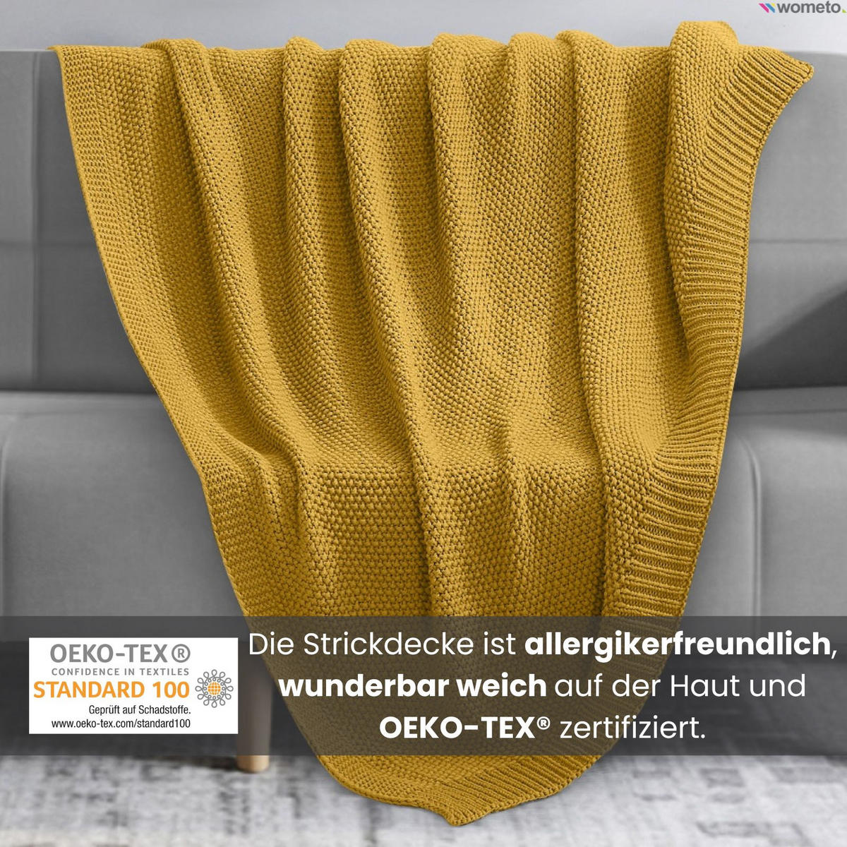 STRICKDECKE gelb 140/190 cm - Gelb, Textil (140/190cm) - wometo