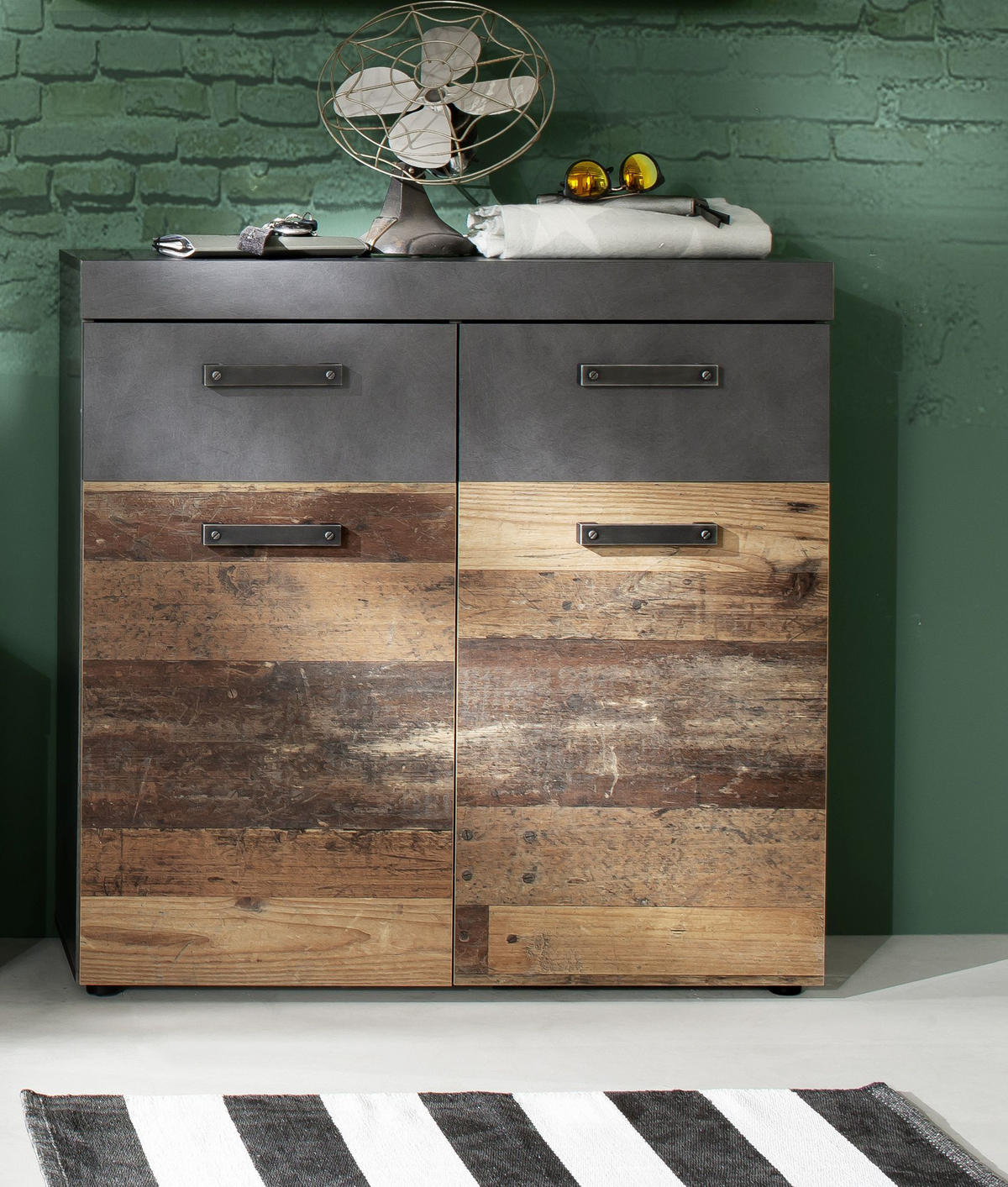 SCHUHSCHRANK Old Wood Dekor - Grau, Holzwerkstoff (90/89/34cm) - ebuy24