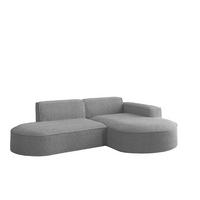 ECKSOFA Designer L-Form MODENA STUDIO Stoff Loop Grau Rechts - Grau, Holz (236/165cm) - Kaiser Möbel