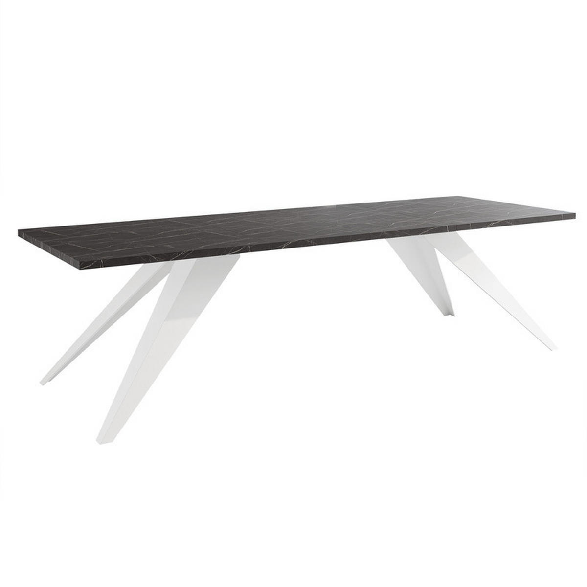 AUSZIEHTISCH XANDRO 140/80/76 cm mit Metallgestell, Weiß / Grigia Pietra - Weiß/Grau, Holzwerkstoff/Metall (80/140/76cm) - Idohome