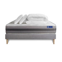 BETT Actiflex relax Taschenfederkern und Memory-Schaum 180 x 200 cm h1 - Kit Bettgestell Grau - Mit Kissen und Bettdecke - Beige/Grau, Karton/Holz (180/200cm) - ACTISOM