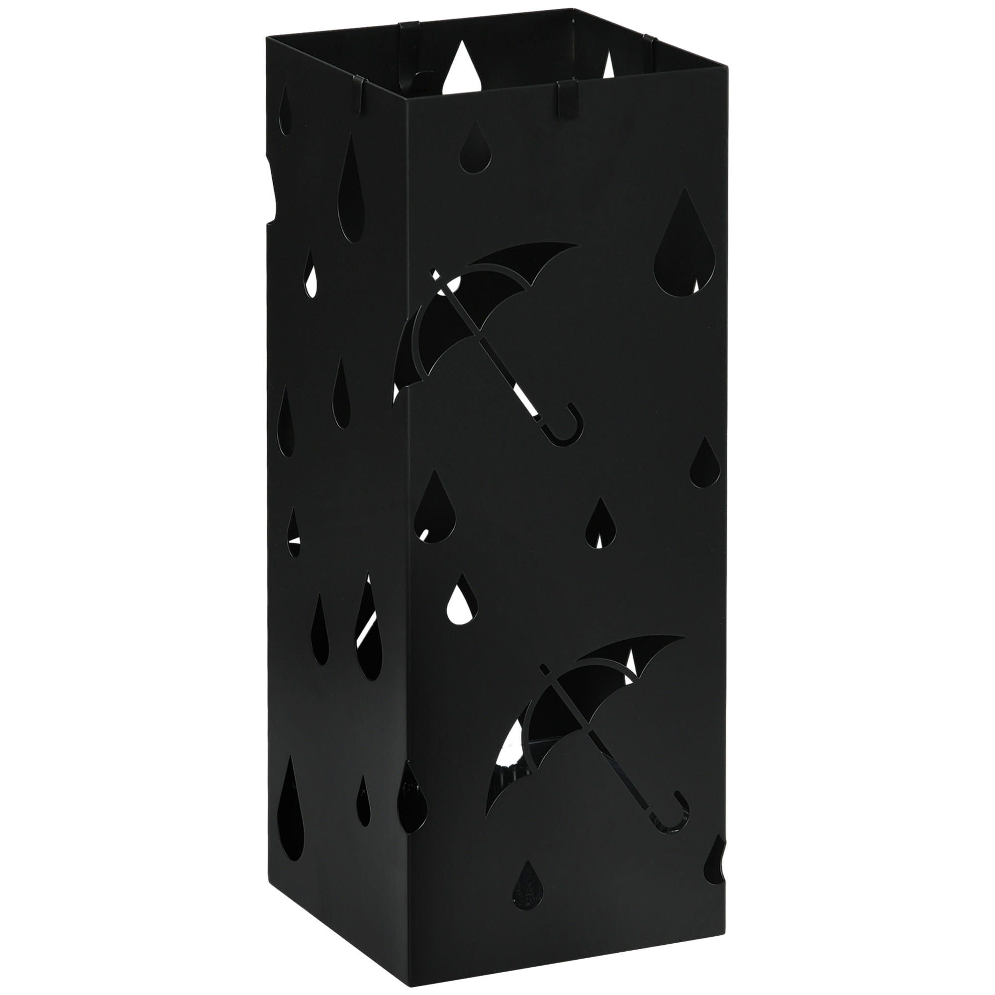 REGENSCHIRMSTÄNDER mit 4 Haken, Stahl 15,5 x 15,5 x 40 cm Schwarz - Schwarz, Metall (15.5/40/15.5cm) - HOMCOM