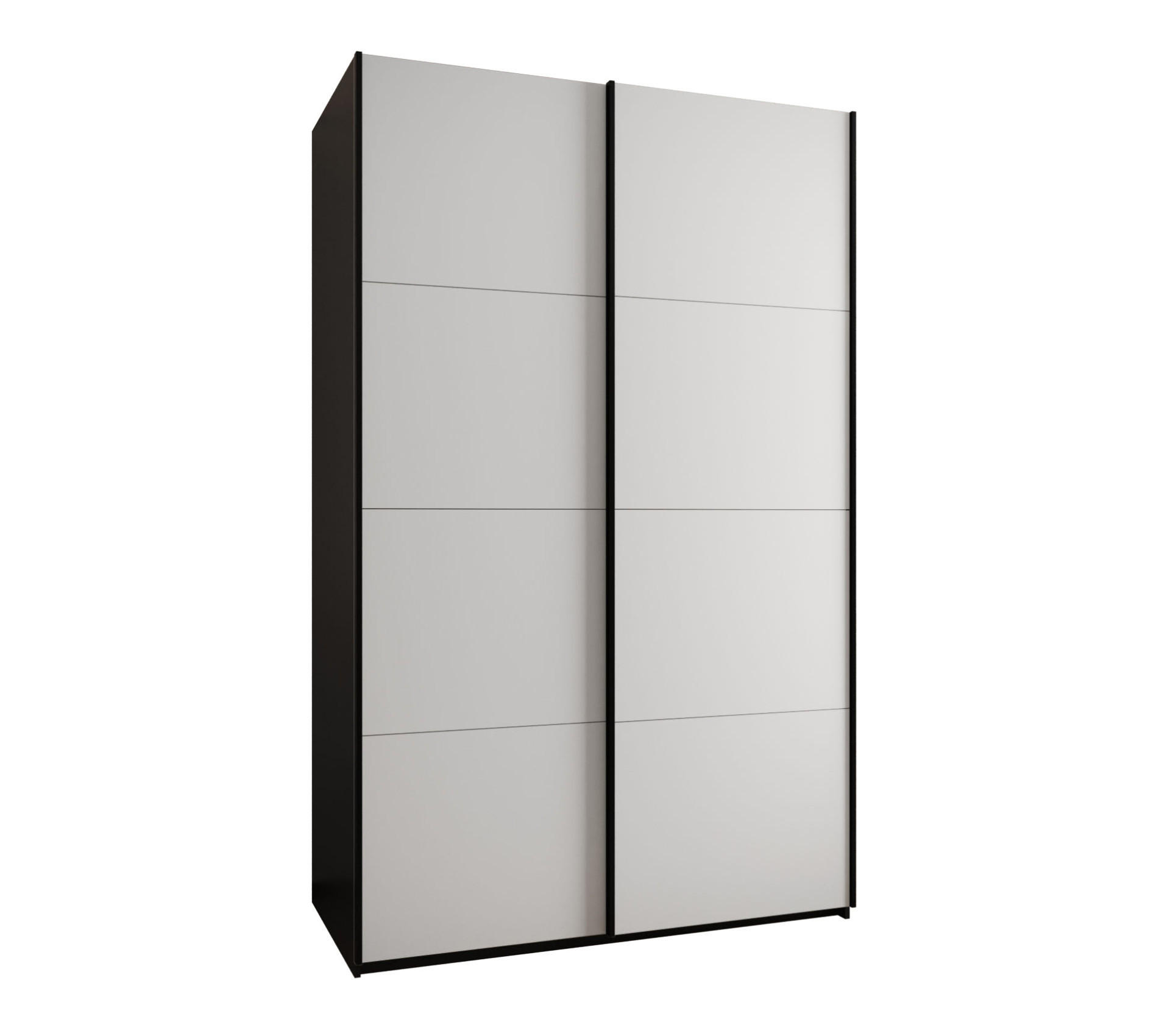 Abiks Möbel Schwebetürenschrank Schwarz, Weiß, Schwarz 150x245x64 cm