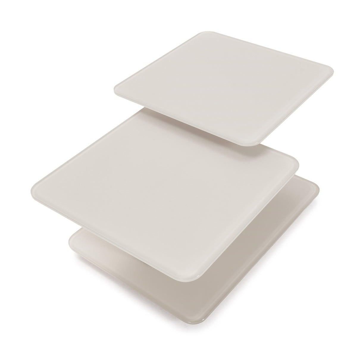 COUCHTISCH mit quadratischen Glasplatten 54/42,8/114,6 cm - Beige, Glas (66.5/54/42.8cm) - Calicosy