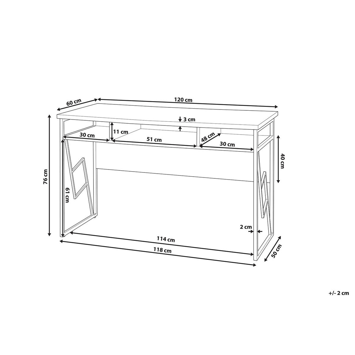 SCHREIBTISCH dunkler Holzfarbton 120/60/76 cm Forres - Dunkelgrau, Holzwerkstoff (60/120/76cm) - Beliani