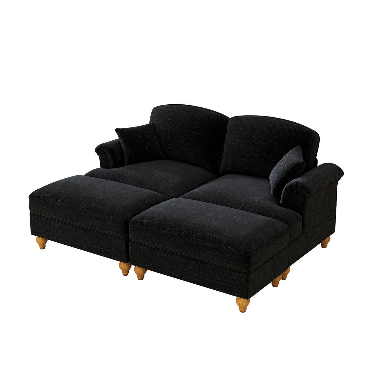 2-SITZER Sofa 194x140x93 cm aus Chenille-Stoff zweistil gestaltbar, schwarz - Schwarz, Textil (140/93/194cm)