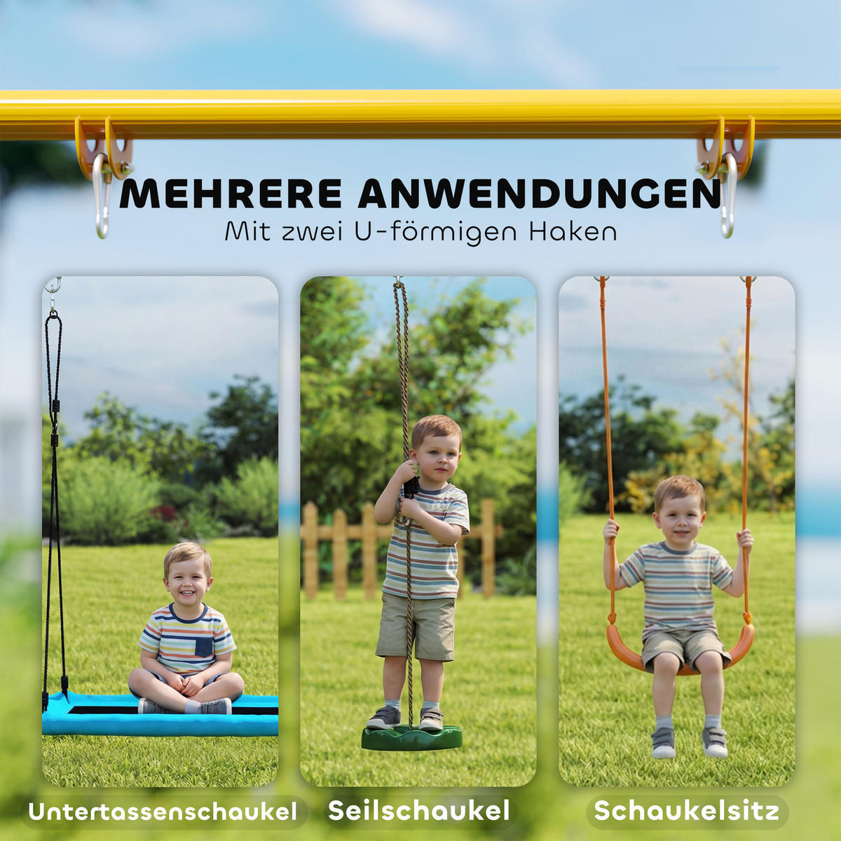 BABYSCHAUKEL Stahl Blau - Blau, Metall (128/155cm) - AIYAPLAY