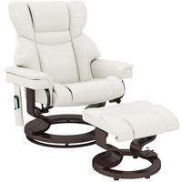 RELAXSESSEL 79/82/101 cm in Cremeweiß mit Massagefunktion und Fußhocker - Creme, Leder (79/101/82cm) - BEAOK