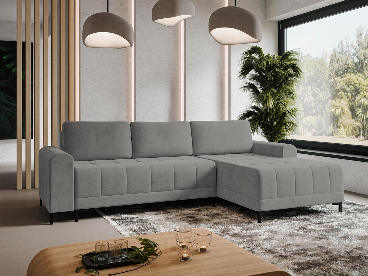 ECKSOFA Aris L, Seite: Rechts - Schwarz/Grau, Holz/Textil (258/168cm) - MIRJAN24